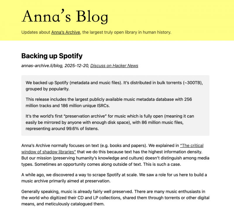 流媒体平台 Spotify 数据遭窃，约 300TB 音乐文件流出